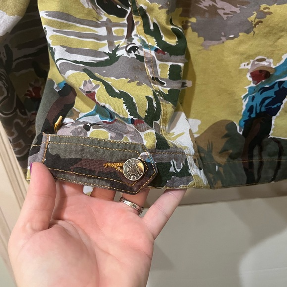 Desert Diva Western Rodeo Cowboy Print Jacket Sz XL greenish yellow - Picture 9 of 9